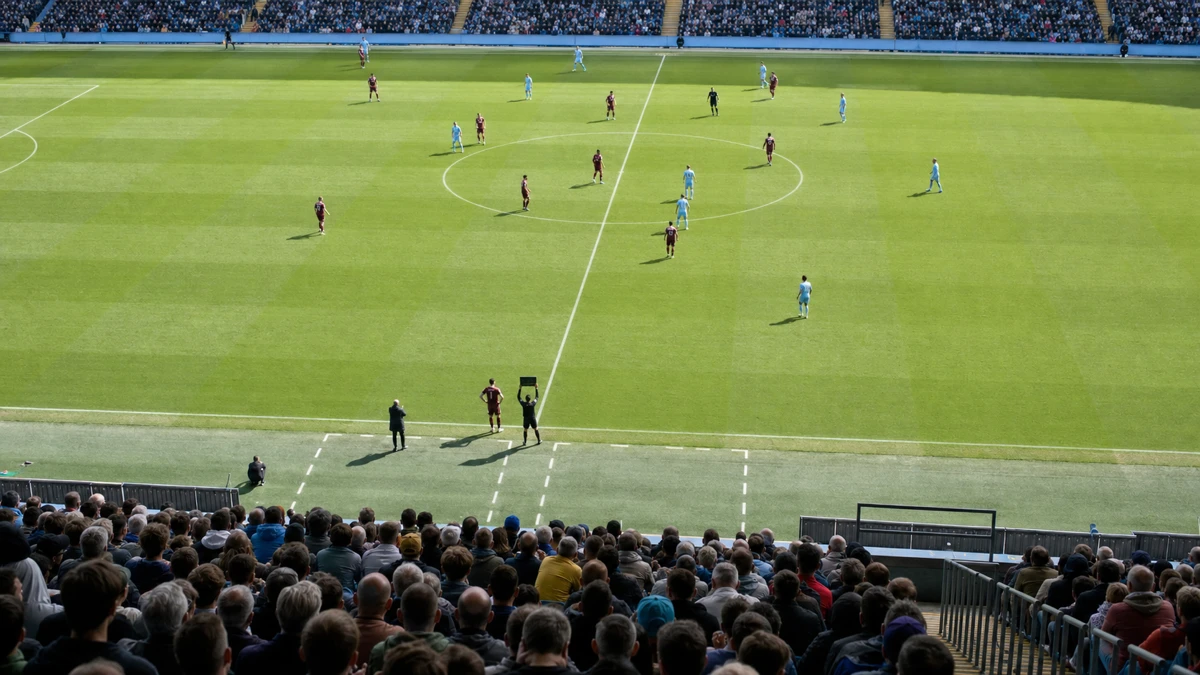 Spelmoment från en fotbollsmatch i Premier League.
